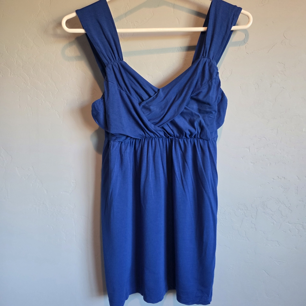 Soprano Royal Blue Elastic Empire Waist Wide Strap "Going Out" Tank Top, M